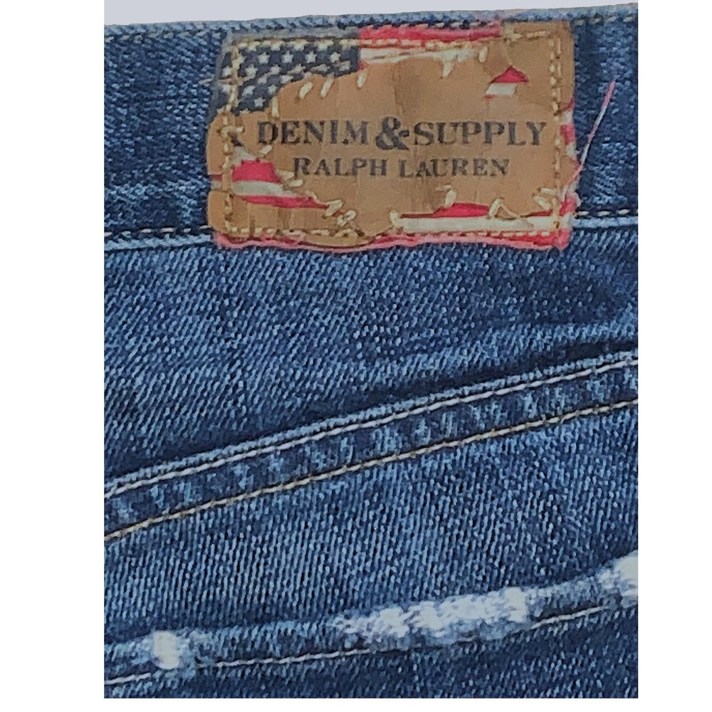 RALPH LAUREN Distressed Floral Patchwork Jean Shorts Denim Supply Boyfriend 27w - Picture 11 of 14